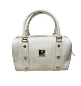 MCM White Gold Boston Bag Satchel Purse - Picture 1 of 18