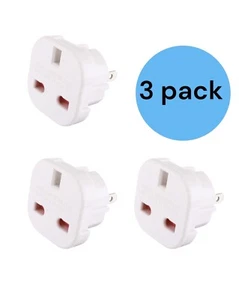 3 x UK To US, USA, America Travel Adaptor Plug 2 Pin Adapter white .. - Picture 1 of 4