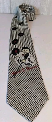 Corbata de colección Mad Magazine Alfred Newman 1992 discos de vinilo a cuadros blanco y negro Foto 1 de 4
