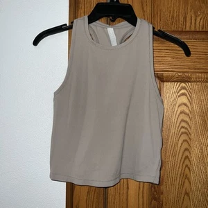 Athleta Seamless Tank Top taupe brown Racerback Stretch Workout x small Cropped - Picture 1 of 3