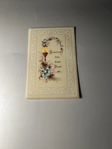 Vintage French Holy Card Religious Ephemera Embossed Floral Souvenir Beau Jour - Picture 1 of 4