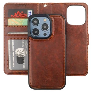 Detachable Wallet Case for iPhone 14 Pro RFID Blocking Card Slots Holder Prem... - Photo 1 sur 9