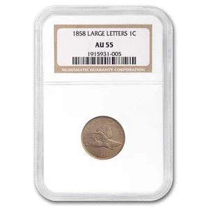 1858 Flying Eagle Cent Large Letters AU-55 NGC - Picture 1 of 3