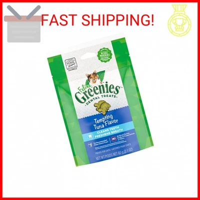 FELINE GREENIES Cuidado Dental Natural Gato Golosinas Tentador Sabor Atún, 2.1 OZ Pou Foto 1 de 2