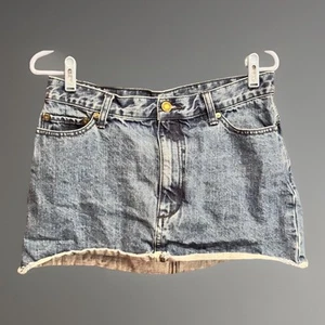 Free People Denim Mini Skirt Raw Edge Hem Five Pocket Western Festival Sz 6 - Picture 1 of 14