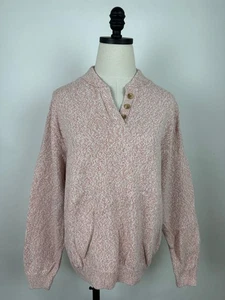 Vintage 90er Lands End Henley Pullover Damen Medium meliert Altrosa hergestellt in den USA - Bild 1 von 14