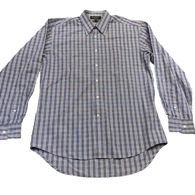 Camisa Christian Dior Para Hombre 15.5 34/35 Azul Blanco A Cuadros Abotonada 100% Algodón Foto 1 de 4