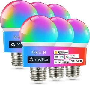 6 Pack Matter Smart Light Bulb, Smart Light Bulbs Work with Apple Home, Alexa, - Picture 1 of 9