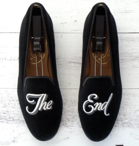 SO CUTE! Women's $575 Stubbs & Wootton Velvet "THE END" Slippers Loafers Shoes 8 - Picture 1 of 7