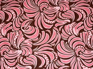 34" X 42" Pink & Brown Swirls & Polka Dots Cotton Quilt Fabric 100% Cotton - Picture 1 of 5