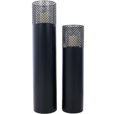 Set of 2 Lantern Garden Column Home Decor Includes Glass Cylinders & Candles - Image 1 of 4