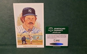 Autografo Jim Catfish Hunter Perez Steele firmato SGC Celebration NY Yankees HOF - Foto 1 di 5