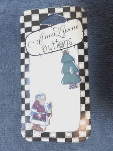 2 Ceramic Buttons Original Card SANTA & TREE Alma Lynne Designs - Picture 1 of 3