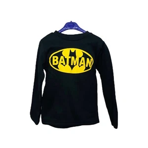 Batman Boy's Size 5 Sweatshirt Black Big Logo Long Sleeve Crewneck - Picture 1 of 6
