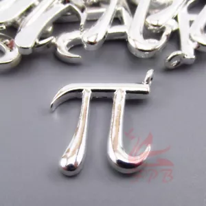 Pi Math Charms - 2/5/10 Science Wholesale Silver Plated 18mm Pendants SC4507 - Picture 1 of 2