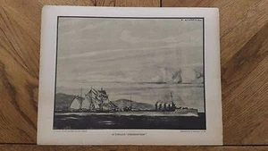 Alte Gravur "Der Torpedoboot Kommandant Bory" guter Zustand. - Bild 1 von 3