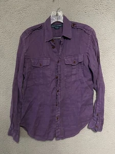 Ralph Lauren Damen Leinen Knopfleiste Top Größe 8 Lila Langarm Erwachsene - Bild 1 von 5