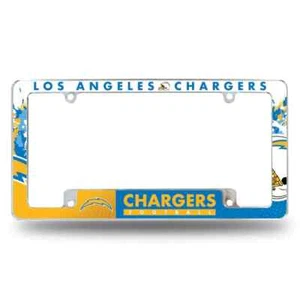 Los Angeles Chargers Chrome ALL OVER Premium License Plate Frame Cover Truck Car - Picture 1 of 1
