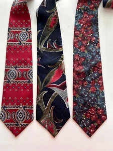 LOT 3 mens neckties all Wembly SILK floral paisley USA made 4" wide red blue - Picture 1 of 6