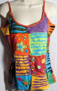 Women's Agan Traders Multicolor Patchwork Blouse Size Medium NWT - Picture 1 of 4