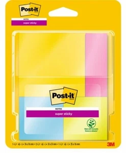 Pacchetti note 3M Post it taglie assortite super appiccicosi confezione da 4 combo - Foto 1 di 1