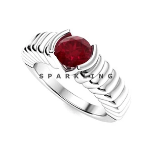 Ruby Round Cut Gemstone With 925 Sterling Silver Ring For Men's #D771 - Picture 1 of 6