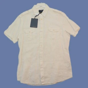 CLASS Roberto Cavalli Regular Fit 100% Flax Men's Shirt US Size 44 White New - Picture 1 of 13