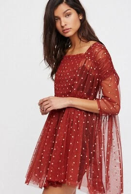 Camiseta túnica Free People Saya chifón transparente lunares talla XS Foto 1 de 4