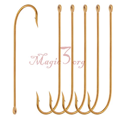 100PCS Sea Fishing Hooks Aberdeen Jig Hooks Long Shank Salmon Panfish #8 #10 1/0 - Image 1 of 4