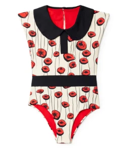 Little Creative Factory Chelsea Blouse Bathing suit red flowers size 6-7 - Picture 1 of 6