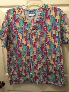 Crest Cotton Women's XS Scrub Top Cats, Cats, Cats - Picture 1 of 5