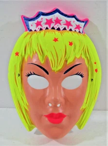 Vintage Colorful Blonde Fairy Princess Plastic Halloween Mask - Picture 1 of 1