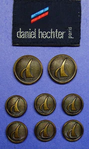 8 DANIEL HECHTER Paris DARK BRONZE TONE REPLACEMENT BUTTONS GOOD USED AGED COND. - Picture 1 of 9
