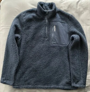 Hi-Tec 1/4 Zip Pile Fleece Pullover Navy Blue Mens Medium EXC - Picture 1 of 4