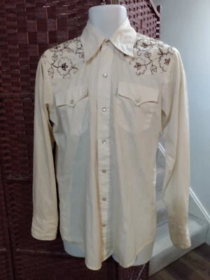 Camisa vintage Sears auténtica Western Wear para hombre rosas mediana 15-15 1/2 años 70 80 Foto 1 de 4