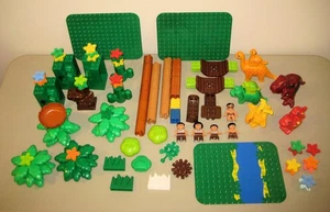 Lego Duplo Lot Dinosaur Figures Base Plates Walls Trees Flowers Parts & Pieces - Bild 1 von 7