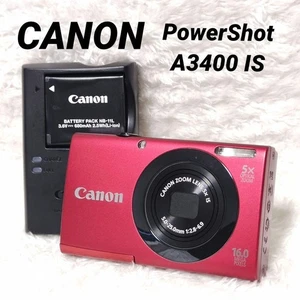 Cámara digital compacta Canon PowerShot A3400IS roja probada excelente estado - Imagen 1 de 12