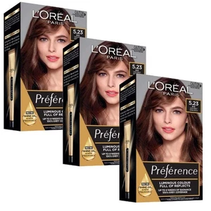 3x LOreal Preference Permanent Hair Colour - 5.23 Rio Very Deep Rose Gold - Picture 1 of 5