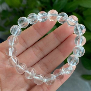 10mm Natural Rainbow White Phantom Quartz Crystal Gemstone Beads Bracelet - Picture 1 of 6