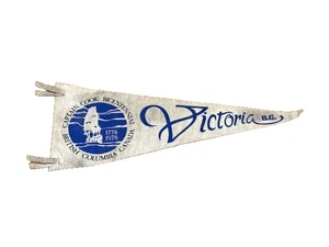 Vintage Pennant Flag Historical Memorabilia 1978 Victoria BC Captain Cook Canada - Picture 1 of 3