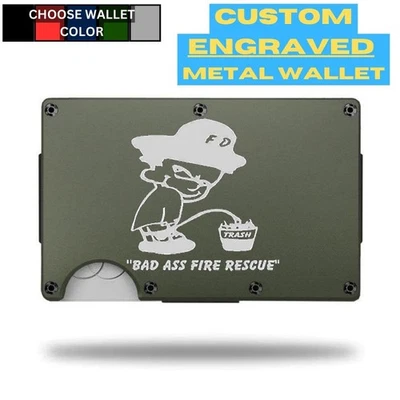 Custom BAD ASS FIRE Laser Engraved Wallet - Pick A Wallet Color - Image 1 of 4
