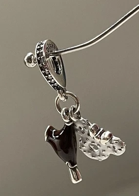 Berloque pendurado de sorvete e donut com orelhas S925 prata esterlina - Imagem 1 de 4