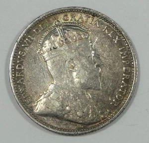 1909 CANADA King Edward VII Silver 25c Coin EXTRA FINE - Picture 1 of 4