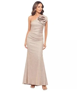 Vestido Betsy & Adam Rosette Un Hombro Talla 12 $289 - Imagen 1 de 9