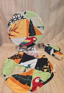 Printed Bar Stool Cover Round Stool Cover Chair Seat COLORFUL BIRDS SET OF 4 NEW - Picture 1 of 9