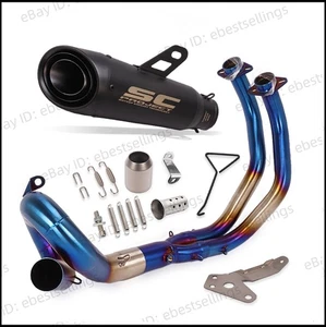 Sistema de escape de tubo delantero para Yamaha MT07 FZ07 YZF 2022-2025 cabezal de carbono negro - Imagen 1 de 9