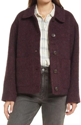 Chaqueta Madewell Kenwick Abrigo Óxido Borgoña Púrpura Cuadrado Tareas Talla L Mezcla de Lana Foto 1 de 4