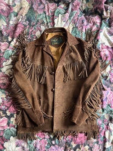 Vintage 70s Schott Rancher Fringe Leather Jacket 44 Western Suede - Picture 1 of 8
