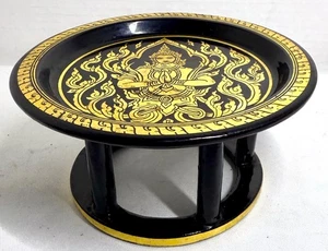 Centrotavola offerta vintage 1975 in legno laccato dipinto a mano, "Khantok" - Foto 1 di 10