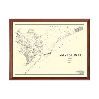 Old Map of Galveston County, TX 1899 - Vintage Texas Art - Image 1 of 4